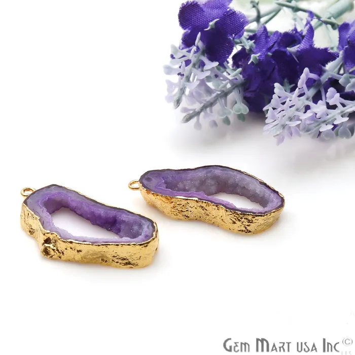 GemMartUSA Earrings Agate Slice 15x29mm Organic Gold Electroplated Gemstone Earring Connector 1 Pair GemMartUSA Earrings Agate Slice 15x29mm Organic Gold Electroplated Gemstone Earring Connector 1 Pair