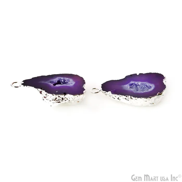 GemMartUSA Earrings Geode Druzy 21x34mm Organic Silver Electroplated Single Bail Gemstone Earring Connector 1 Pair GemMartUSA Earrings Geode Druzy 21x34mm Organic Silver Electroplated Single Bail Gemstone Earring Connector 1 Pair
