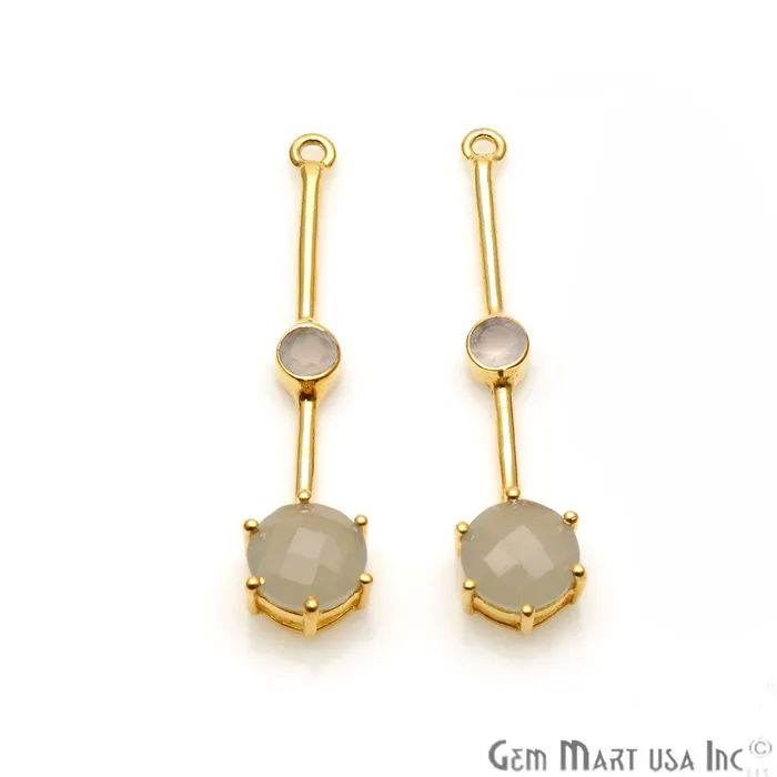 GemmartUSA Earrings Gray White Chalcedony Gold Plated Earring Gemstone Connector GemmartUSA Earrings Gray White Chalcedony Gold Plated Earring Gemstone Connector