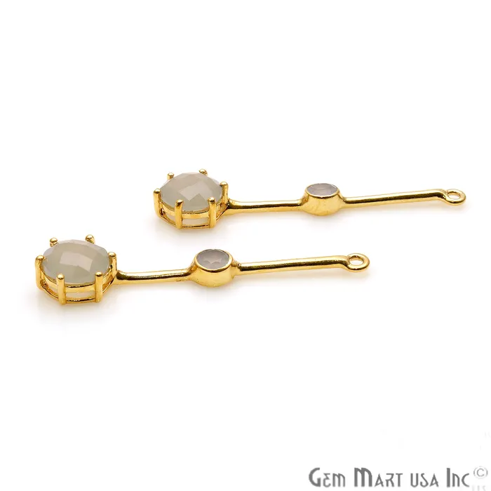 GemmartUSA Earrings Gray White Chalcedony Gold Plated Earring Gemstone Connector GemmartUSA Earrings Gray White Chalcedony Gold Plated Earring Gemstone Connector