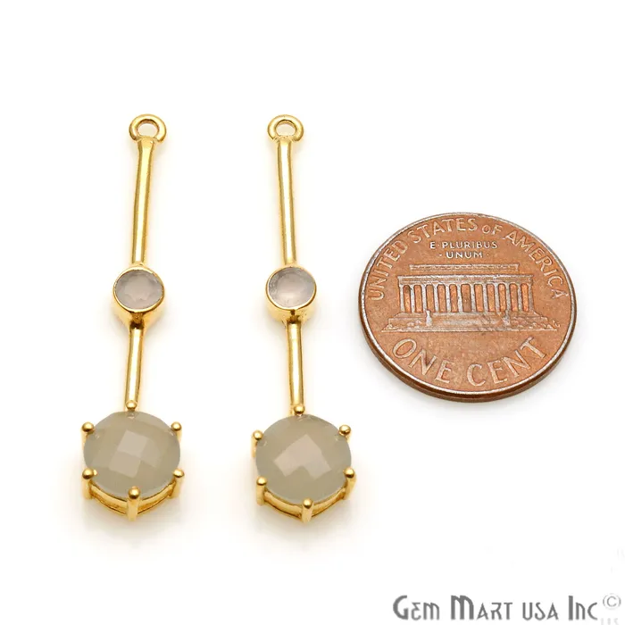 GemmartUSA Earrings Gray White Chalcedony Gold Plated Earring Gemstone Connector GemmartUSA Earrings Gray White Chalcedony Gold Plated Earring Gemstone Connector