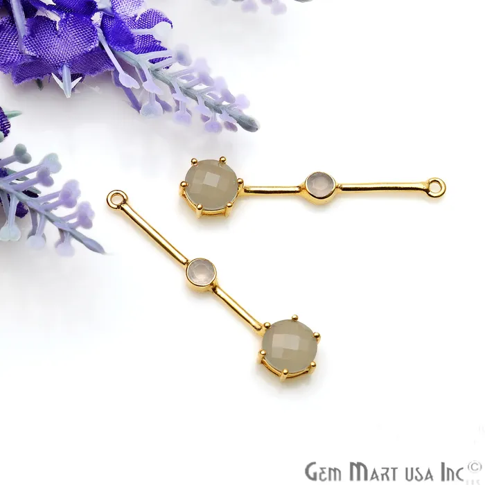 GemmartUSA Earrings Gray White Chalcedony Gold Plated Earring Gemstone Connector GemmartUSA Earrings Gray White Chalcedony Gold Plated Earring Gemstone Connector