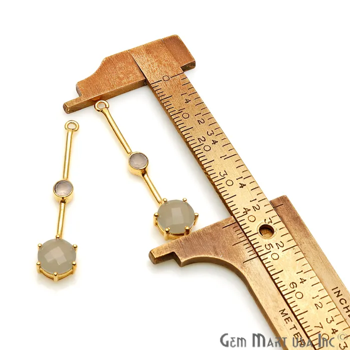 GemmartUSA Earrings Gray White Chalcedony Gold Plated Earring Gemstone Connector GemmartUSA Earrings Gray White Chalcedony Gold Plated Earring Gemstone Connector