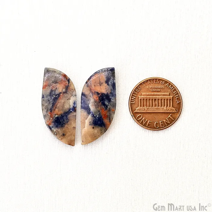 GemMartUSA Earrings Sodalite Free Form 29x12mm Loose Gemstone For Earring Pair
