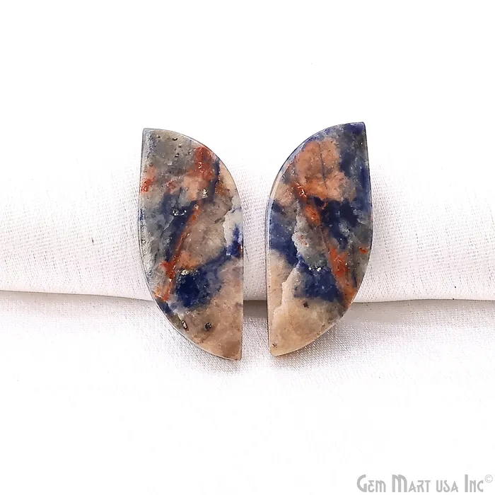 GemMartUSA Earrings Sodalite Free Form 29x12mm Loose Gemstone For Earring Pair