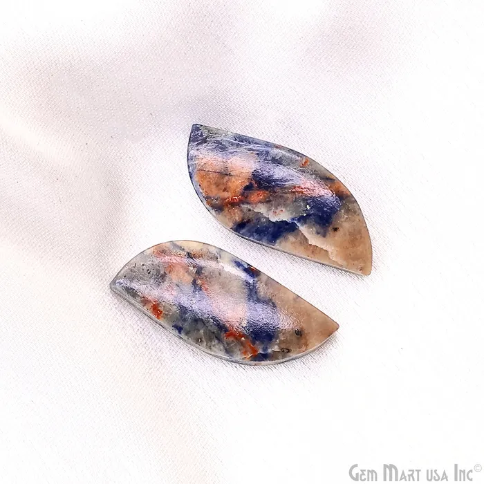 GemMartUSA Earrings Sodalite Free Form 29x12mm Loose Gemstone For Earring Pair