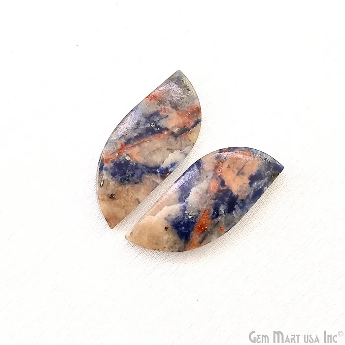 GemMartUSA Earrings Sodalite Free Form 29x12mm Loose Gemstone For Earring Pair