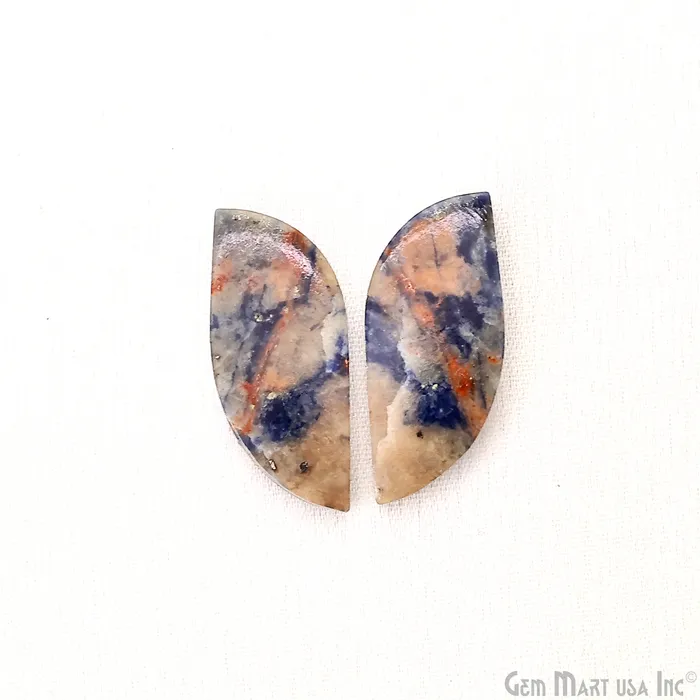 GemMartUSA Earrings Sodalite Free Form 29x12mm Loose Gemstone For Earring Pair