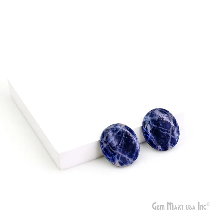 GemMartUSA Earrings Sodalite Round Shape 23x20mm Loose Gemstone For Earring Pair GemMartUSA Earrings Sodalite Round Shape 23x20mm Loose Gemstone For Earring Pair