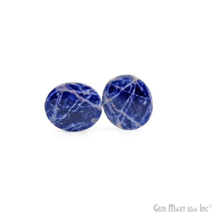 GemMartUSA Earrings Sodalite Round Shape 23x20mm Loose Gemstone For Earring Pair