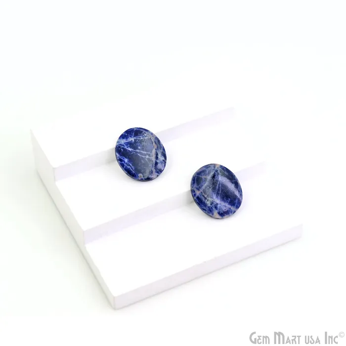 GemMartUSA Earrings Sodalite Round Shape 23x20mm Loose Gemstone For Earring Pair