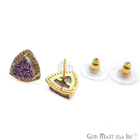GemMartUSA Earrings Trillion Shape 8mm Gold Plated Cubic Zircon Druzy Stud Earrings Pick your Gemstone 900352 GemMartUSA Earrings Trillion Shape 8mm Gold Plated Cubic Zircon Druzy Stud Earrings Pick your Gemstone 900352