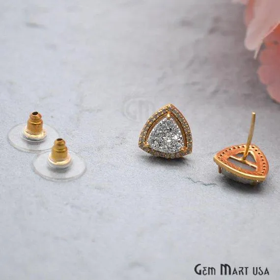 GemMartUSA Earrings Trillion Shape 8mm Gold Plated Cubic Zircon Druzy Stud Earrings Pick your Gemstone 900352 GemMartUSA Earrings Trillion Shape 8mm Gold Plated Cubic Zircon Druzy Stud Earrings Pick your Gemstone 900352