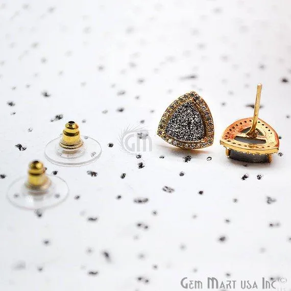 GemMartUSA Earrings Trillion Shape 8mm Gold Plated Cubic Zircon Druzy Stud Earrings Pick your Gemstone 900352 GemMartUSA Earrings Trillion Shape 8mm Gold Plated Cubic Zircon Druzy Stud Earrings Pick your Gemstone 900352