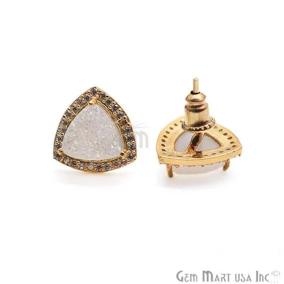 GemMartUSA Earrings Trillion Shape 8mm Gold Plated Cubic Zircon Druzy Stud Earrings Pick your Gemstone 900352 GemMartUSA Earrings Trillion Shape 8mm Gold Plated Cubic Zircon Druzy Stud Earrings Pick your Gemstone 900352