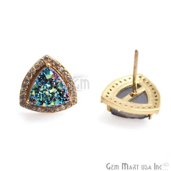GemMartUSA Earrings Trillion Shape 8mm Gold Plated Cubic Zircon Druzy Stud Earrings Pick your Gemstone 900352 GemMartUSA Earrings Trillion Shape 8mm Gold Plated Cubic Zircon Druzy Stud Earrings Pick your Gemstone 900352