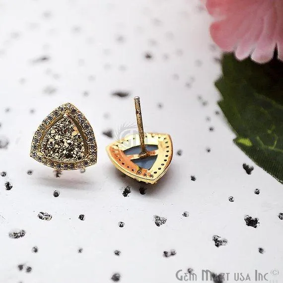 GemMartUSA Earrings Trillion Shape 8mm Gold Plated Cubic Zircon Druzy Stud Earrings Pick your Gemstone 900352 GemMartUSA Earrings Trillion Shape 8mm Gold Plated Cubic Zircon Druzy Stud Earrings Pick your Gemstone 900352