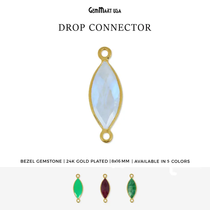 GemMartUSA Marquise 8x16mm Gold Bezel Double Bail Gemstone Connector PreStyled Sets GemMartUSA Marquise 8x16mm Gold Bezel Double Bail Gemstone Connector PreStyled Sets