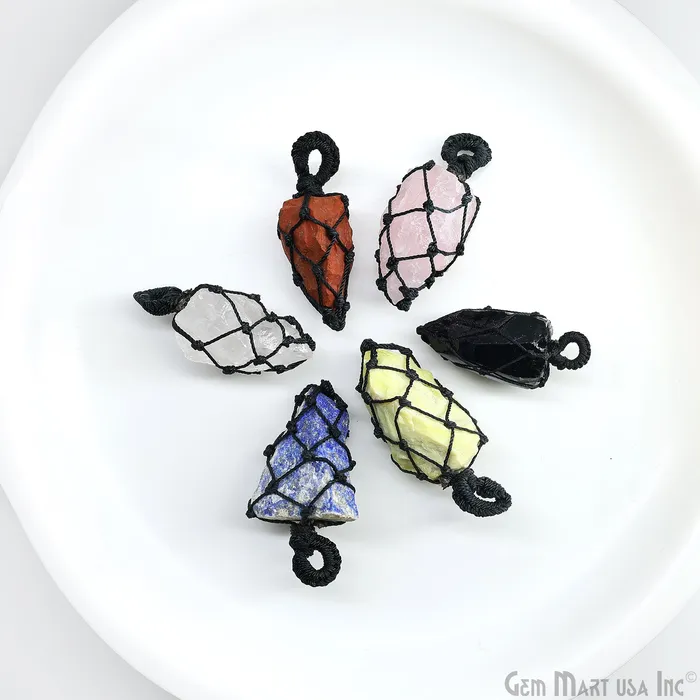 GemMartUSA Necklaces DIY Macrame Cage Crystal Holder Necklace Stone Holder Macrame Pendant