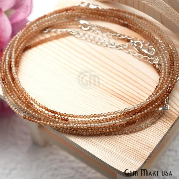 GemMartUSA Necklaces Hessonite Bead Chain Silver Plated Jewelry Making Necklace Chain