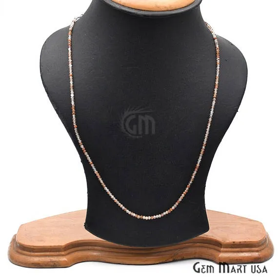 GemMartUSA Necklaces Multi Hessonite 225mm Silver Plated 18Inch Long Wire Wrapped Beads Necklace