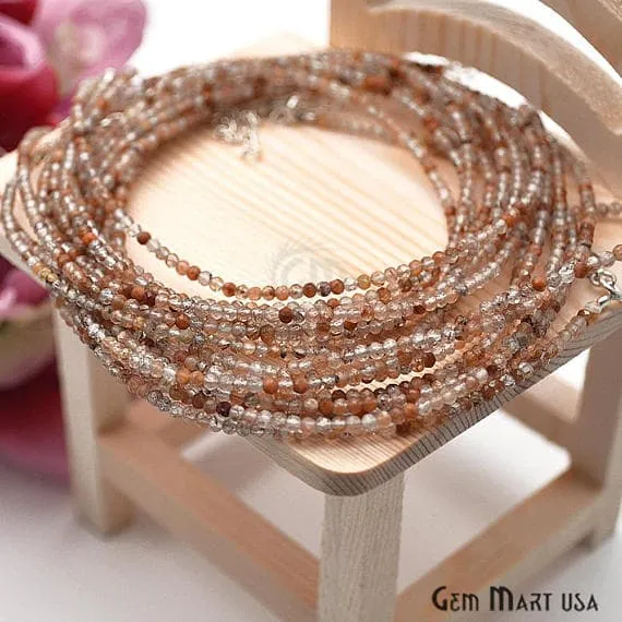 GemMartUSA Necklaces Multi Hessonite 225mm Silver Plated 18Inch Long Wire Wrapped Beads Necklace