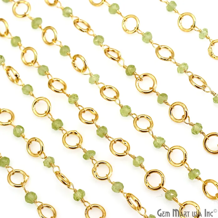 GemMartUSA Necklaces Peridot Beads 335mm Gold Plated 6mm Round Finding Rosary Chain GemMartUSA Necklaces Peridot Beads 335mm Gold Plated 6mm Round Finding Rosary Chain