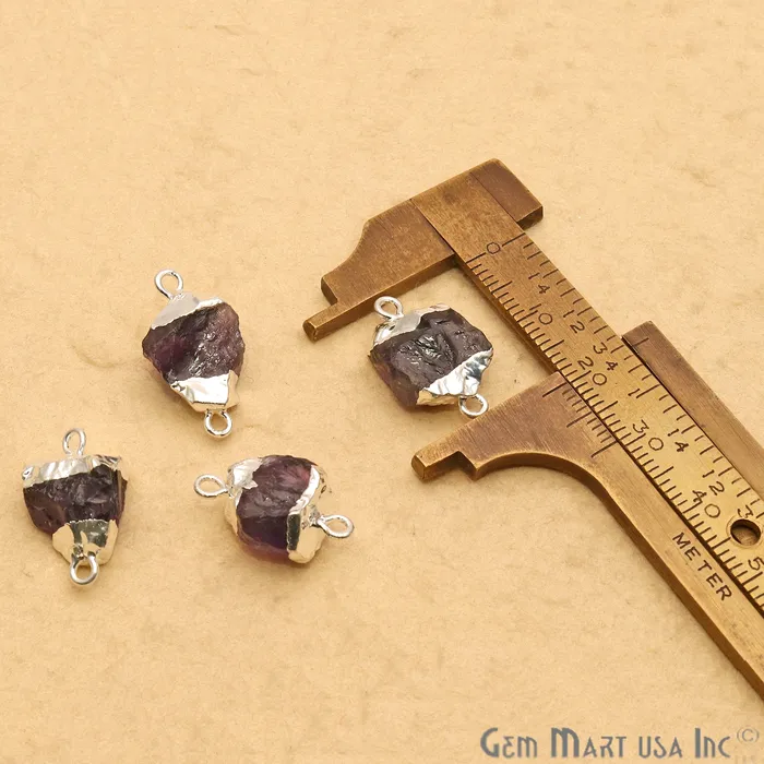 GemmartUSA Necklaces Rough Amethyst Organic 22x13mm Silver Electroplated Double Bail Pendant Connector GemmartUSA Necklaces Rough Amethyst Organic 22x13mm Silver Electroplated Double Bail Pendant Connector