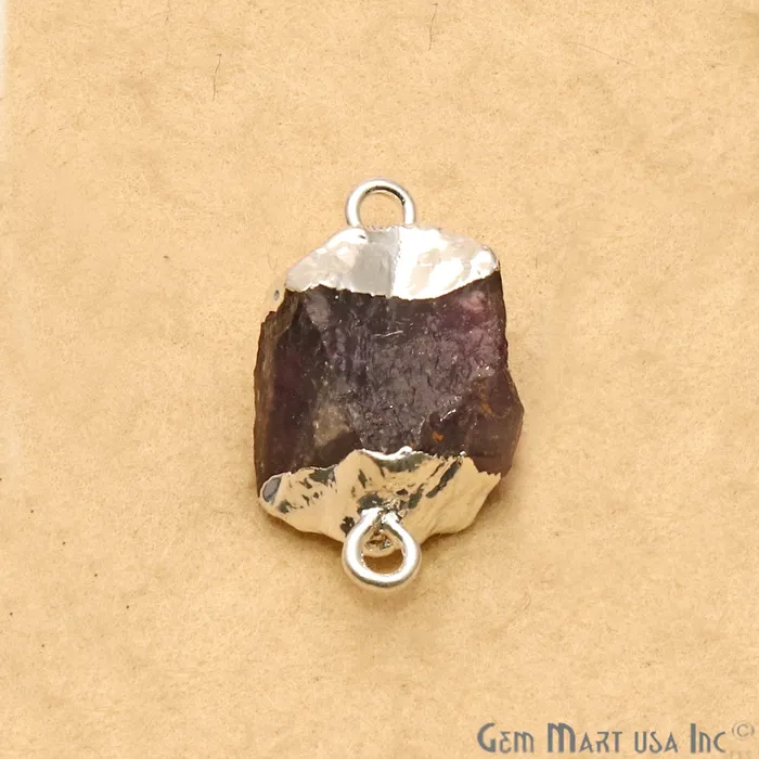 GemmartUSA Necklaces Rough Amethyst Organic 22x13mm Silver Electroplated Double Bail Pendant Connector GemmartUSA Necklaces Rough Amethyst Organic 22x13mm Silver Electroplated Double Bail Pendant Connector