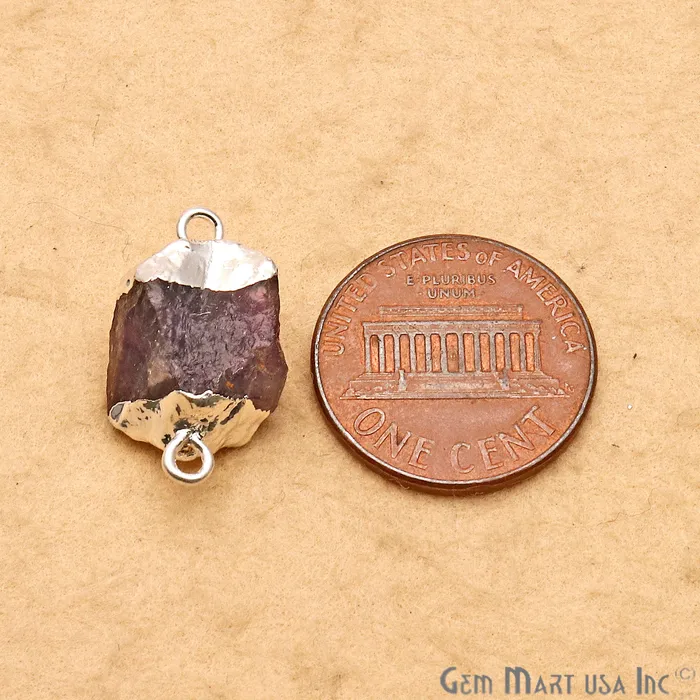 GemmartUSA Necklaces Rough Amethyst Organic 22x13mm Silver Electroplated Double Bail Pendant Connector GemmartUSA Necklaces Rough Amethyst Organic 22x13mm Silver Electroplated Double Bail Pendant Connector