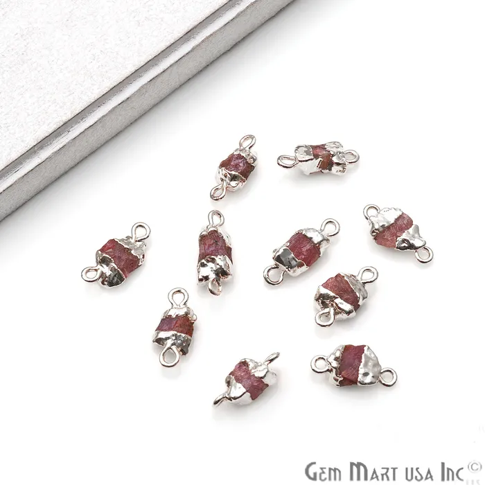 GemmartUSA Necklaces Rough Multi Tourmaline Organic 14x7mm Silver Electroplated Double Bail Pendant Connector GemmartUSA Necklaces Rough Multi Tourmaline Organic 14x7mm Silver Electroplated Double Bail Pendant Connector