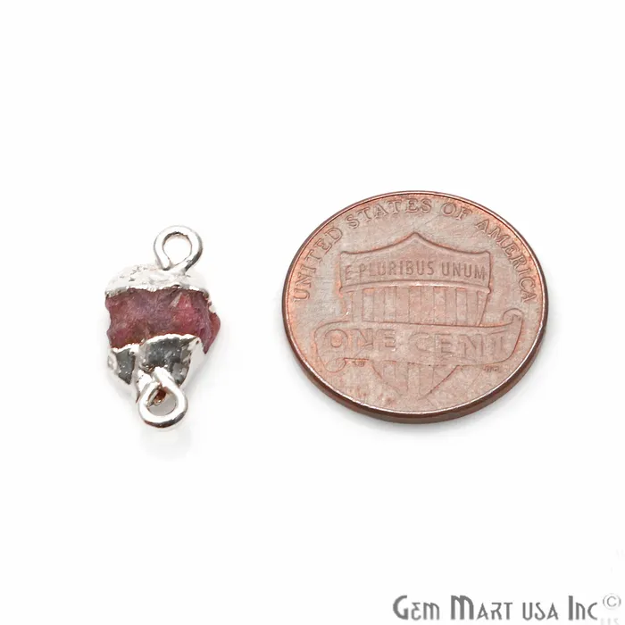 GemmartUSA Necklaces Rough Multi Tourmaline Organic 14x7mm Silver Electroplated Double Bail Pendant Connector GemmartUSA Necklaces Rough Multi Tourmaline Organic 14x7mm Silver Electroplated Double Bail Pendant Connector