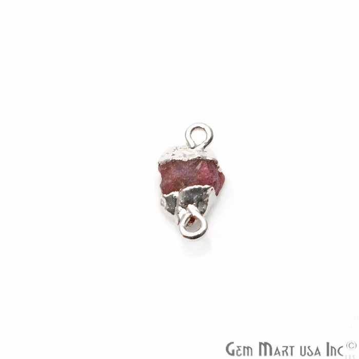 GemmartUSA Necklaces Rough Multi Tourmaline Organic 14x7mm Silver Electroplated Double Bail Pendant Connector GemmartUSA Necklaces Rough Multi Tourmaline Organic 14x7mm Silver Electroplated Double Bail Pendant Connector