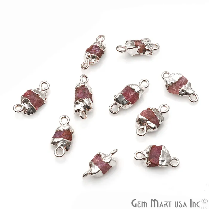 GemmartUSA Necklaces Rough Multi Tourmaline Organic 14x7mm Silver Electroplated Double Bail Pendant Connector GemmartUSA Necklaces Rough Multi Tourmaline Organic 14x7mm Silver Electroplated Double Bail Pendant Connector