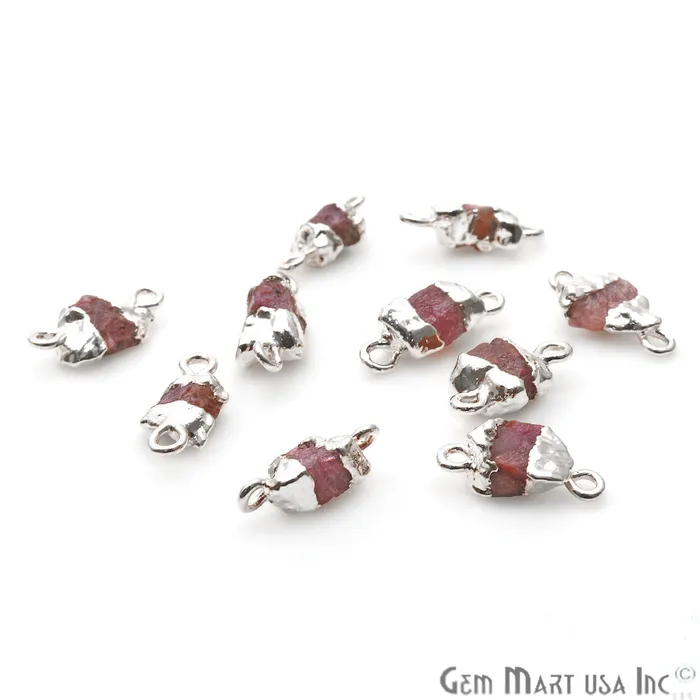 GemmartUSA Necklaces Rough Multi Tourmaline Organic 14x7mm Silver Electroplated Double Bail Pendant Connector GemmartUSA Necklaces Rough Multi Tourmaline Organic 14x7mm Silver Electroplated Double Bail Pendant Connector