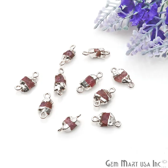 GemmartUSA Necklaces Rough Multi Tourmaline Organic 14x7mm Silver Electroplated Double Bail Pendant Connector GemmartUSA Necklaces Rough Multi Tourmaline Organic 14x7mm Silver Electroplated Double Bail Pendant Connector