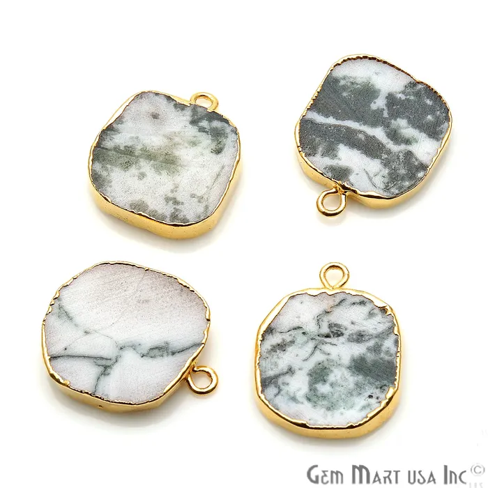 GemmartUSA Necklaces Rough Tree Agate 20x16mm Organic Gold Edged Bail Connector GemmartUSA Necklaces Rough Tree Agate 20x16mm Organic Gold Edged Bail Connector