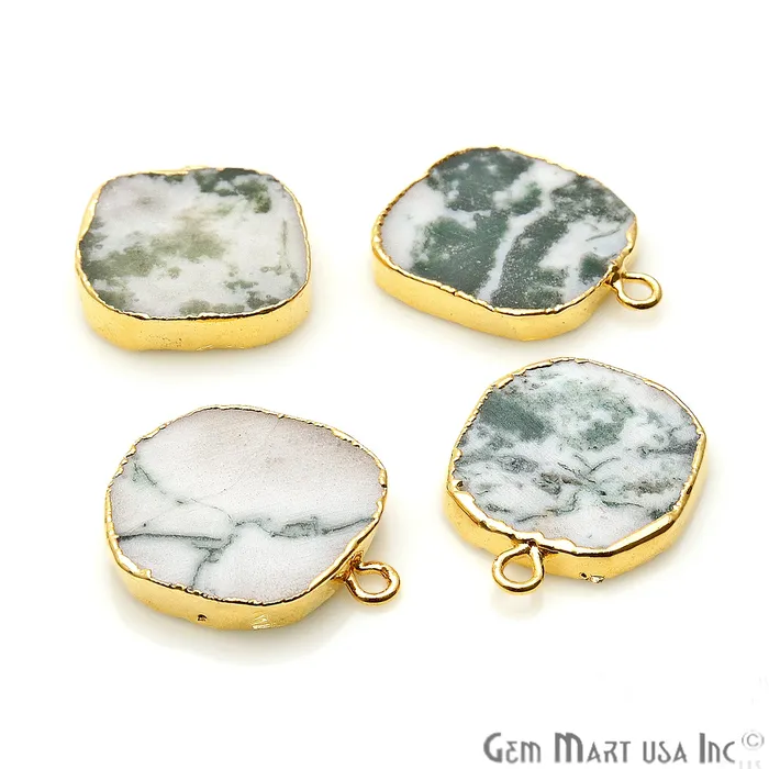 GemmartUSA Necklaces Rough Tree Agate 20x16mm Organic Gold Edged Bail Connector GemmartUSA Necklaces Rough Tree Agate 20x16mm Organic Gold Edged Bail Connector