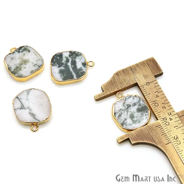 GemmartUSA Necklaces Rough Tree Agate 20x16mm Organic Gold Edged Bail Connector GemmartUSA Necklaces Rough Tree Agate 20x16mm Organic Gold Edged Bail Connector
