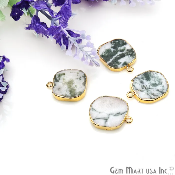 GemmartUSA Necklaces Rough Tree Agate 20x16mm Organic Gold Edged Bail Connector GemmartUSA Necklaces Rough Tree Agate 20x16mm Organic Gold Edged Bail Connector