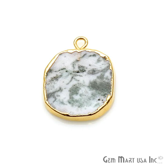 GemmartUSA Necklaces Rough Tree Agate 20x16mm Organic Gold Edged Bail Connector GemmartUSA Necklaces Rough Tree Agate 20x16mm Organic Gold Edged Bail Connector