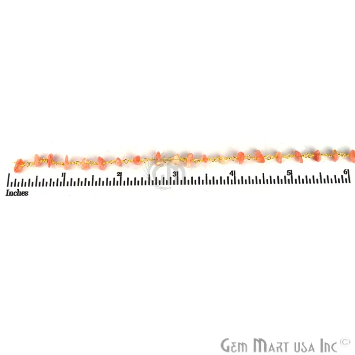 GemmartUSA Necklaces Sun Stone 46mm Nugget Chip Beads Gold Plated Rosary Chain GemmartUSA Necklaces Sun Stone 46mm Nugget Chip Beads Gold Plated Rosary Chain