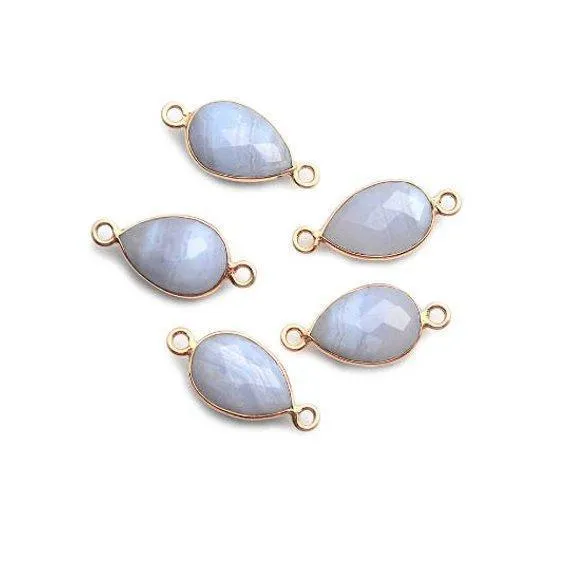GemMartUSA Pear 8x12mm Gold Bezel Double Bail Gemstone Connector Earrings GemMartUSA Pear 8x12mm Gold Bezel Double Bail Gemstone Connector Earrings