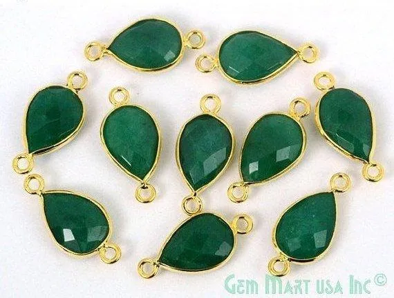 GemMartUSA Pear 8x12mm Gold Bezel Double Bail Gemstone Connector Earrings GemMartUSA Pear 8x12mm Gold Bezel Double Bail Gemstone Connector Earrings