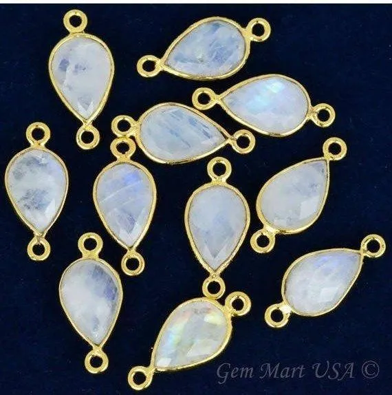 GemMartUSA Pear 8x12mm Gold Bezel Double Bail Gemstone Connector Earrings GemMartUSA Pear 8x12mm Gold Bezel Double Bail Gemstone Connector Earrings