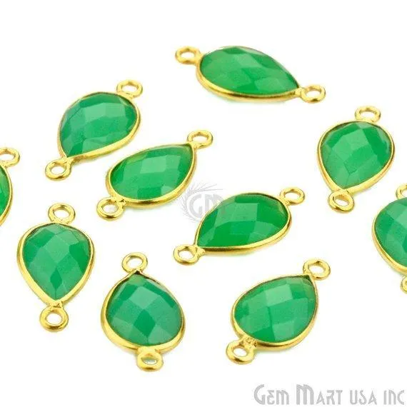 GemMartUSA Pear 8x12mm Gold Bezel Double Bail Gemstone Connector Earrings GemMartUSA Pear 8x12mm Gold Bezel Double Bail Gemstone Connector Earrings
