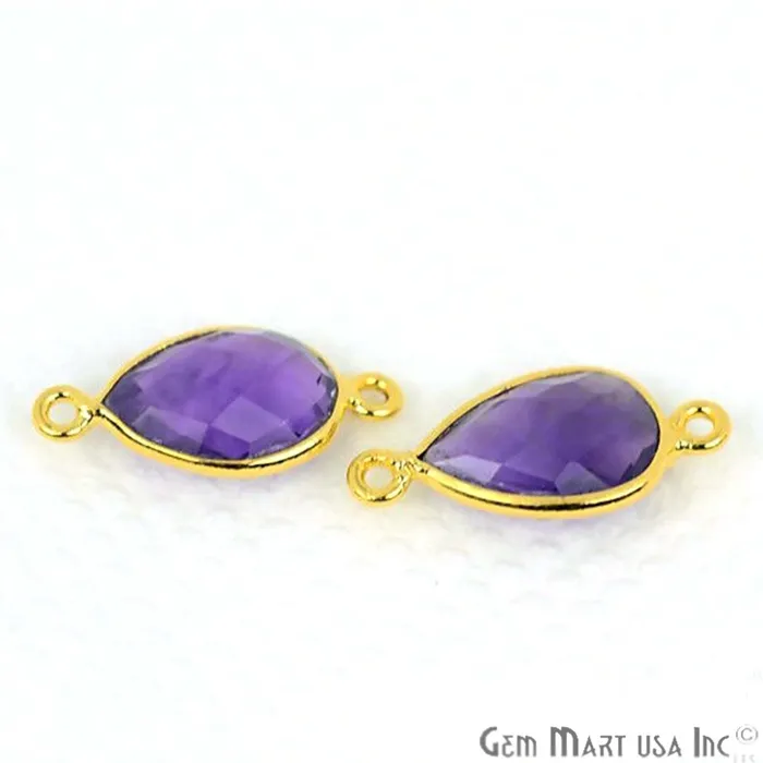 GemMartUSA Pear 8x12mm Gold Bezel Double Bail Gemstone Connector Earrings GemMartUSA Pear 8x12mm Gold Bezel Double Bail Gemstone Connector Earrings