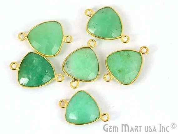 GemMartUSA PreStyled Sets Chrysoprase Trillion 14mm Double Bail Gemstone Gold Bezel Connector GemMartUSA PreStyled Sets Chrysoprase Trillion 14mm Double Bail Gemstone Gold Bezel Connector