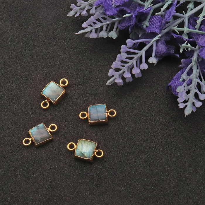 GemMartUSA PreStyled Sets Labradorite Cabochon 15x8mm Octagon Gold Electroplated Double Bail Gemstone Connector GemMartUSA PreStyled Sets Labradorite Cabochon 15x8mm Octagon Gold Electroplated Double Bail Gemstone Connector