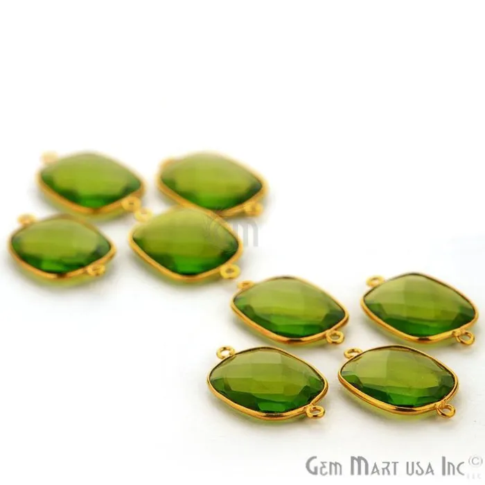 GemMartUSA PreStyled Sets Octagon 15x20mm Double Bail Gold Bezel Gemstone Connector